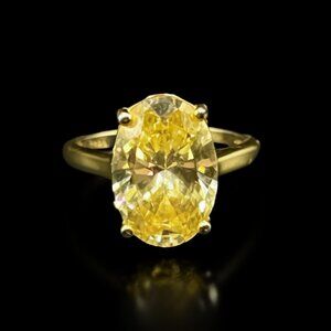 Gold-Plated Sterling Silver Ring With Citrine Gemstone Size 6
